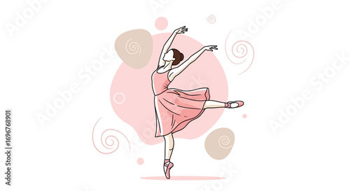 Graceful Ballerina Dancing Elegantly in Pink Attire on a Soft Background