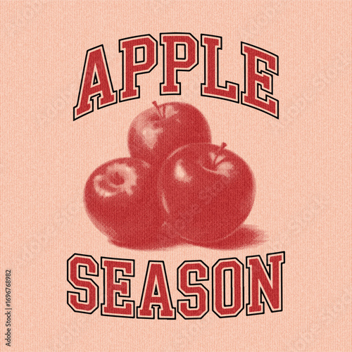 Apple season. Apple graphic in vector, illustration for apple with slogan a to apple therapy, summer tropical fruits t-shirt design, poster design, vintage retro prints. Fruit vintage t-shirt design.