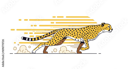 Fast Cheetah Running In Vector Style Depicting Speed And Agility On White Background