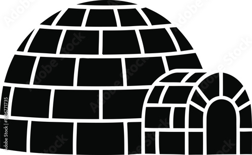 A Vector Graphic Icon of Two Igloos, representing a winter home or shelter, perfect for festive or educational designs