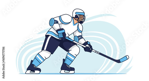 Ice Hockey Player In Action: Vector Illustration of A Dynamic Sporting Moment
