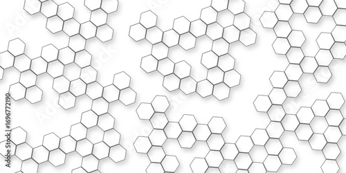 modern abstract white hexagon background, seamless geometric abstract technology and business Modern white hexagon background with subtle geometric pattern for clean minimal abstract design.
