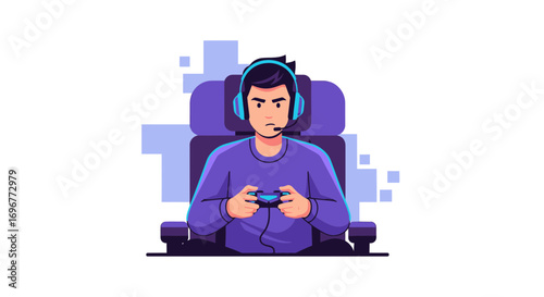 Illustrative Representation of a Gamer Holding a Controller and Experiencing Videogame Immersion
