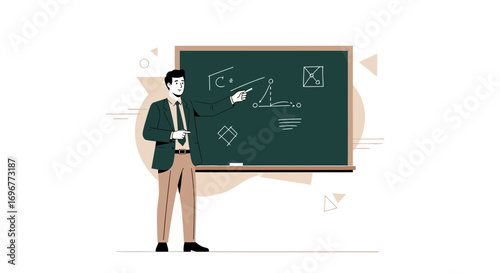 Illustrative Teacher Explaining Geometry Concepts On a Black Board Design