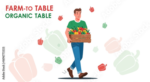 Freshly Harvested Produce Transported By Farmer Illustrating Organic Farming and Natural Ingredients