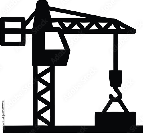 Construction Crane A Silhouette of a Construction Project, lifting heavy objects and materials for building