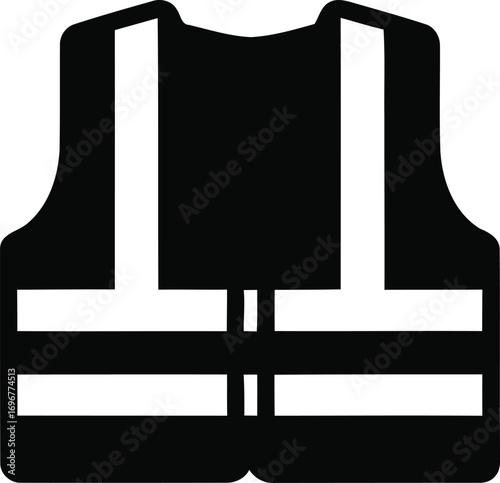 High Visibility Safety Vest Icon with Reflective Strips for Construction and Outdoor Work