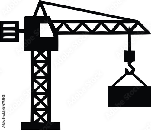 Construction Crane Silhouette Modern Icon Design for Building and Infrastructure Projects