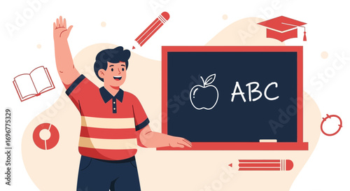 Enthusiastic Student Learning From The Teacher In A Class About The Alphabet