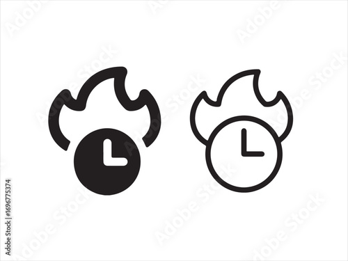 Hot time icon isolated on white background, representing urgency and deadline