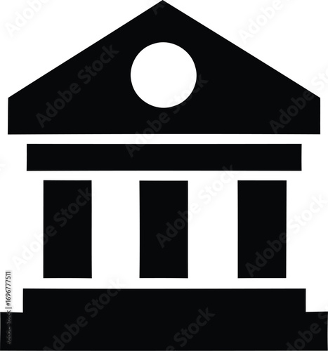 Icon of a building with columns, symbolizing finance, banking, or education