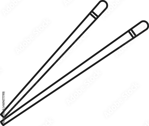 Minimalist Line Drawing Chopsticks Cuisine Utensil Asian Food Illustration