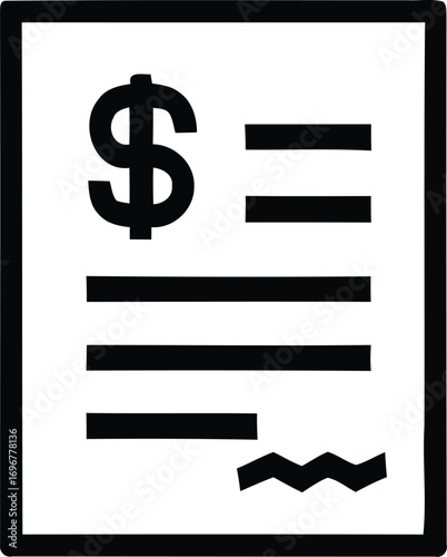 Financial document icon representing billing, invoicing, or economic transactions, ideal for business, accounting, and monetary management applications