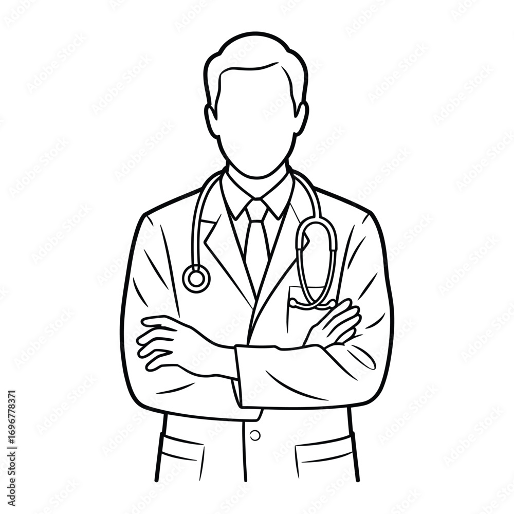 Fototapeta premium Doctor with arms crossed wearing stethoscope and lab coat