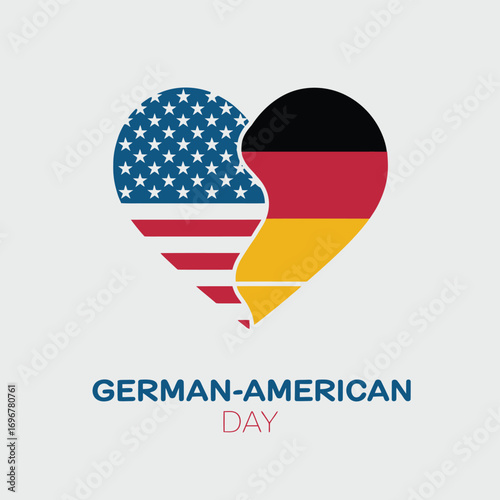 Vector art of heart shape divided into american and german flags, symbolizing germanamerican day