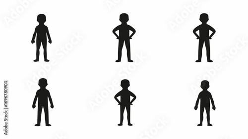 Diverse silhouettes of children standing in confident poses for educational or playful concepts