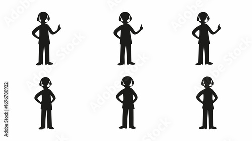 Diverse silhouettes with headsets demonstrate communication and service roles for business concepts