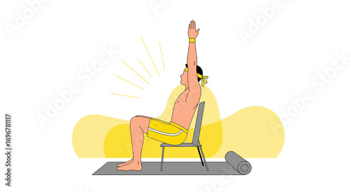 Man Practicing Yoga While Seated With Arms Raised In Upward Directional Pose