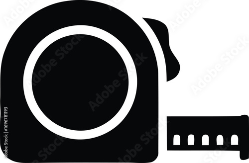 Measurement precision A tape measure icon highlighting accuracy in construction, tailoring and design