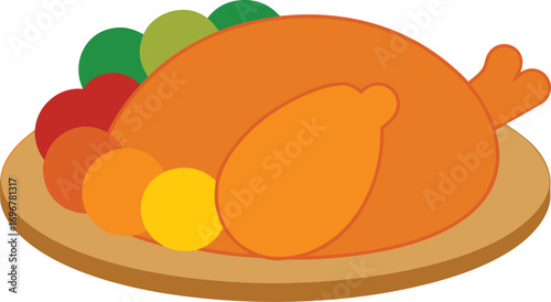 Delicious golden brown roasted turkey feast platter with colorful garnish food cuisine celebration meal