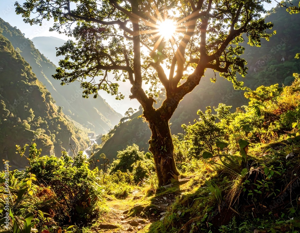 Fototapeta premium Sunlit mountain path