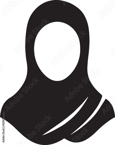 Silhouette of hijab fashion vector with Muslim woman headscarf traditional modest clothing design art