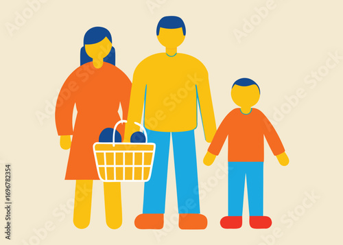 Whimsical diverse family together holding easter basket with eggs joyful celebration spring holidays