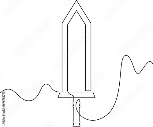 one line art Great Sword vector illustration. line art, one continuous line, simple, hand drawn and sketch style. for icons, symbols, signs or logos. PNG