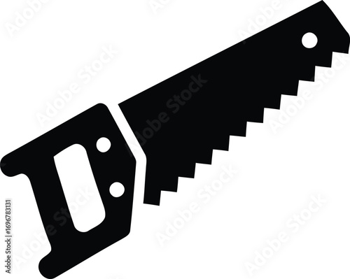 Essential Hand Saw Silhouette Icon Representing Construction, Woodworking, and DIY Projects. A Versatile Tool for Cutting and Building Tasks