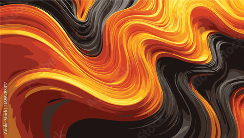 Swirling abstract pattern of orange yellow and dark gray
