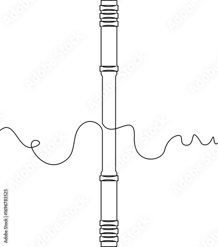 one line art Quarterstaff vector illustration. line art, one continuous line, simple, hand drawn and sketch style. for icons, symbols, signs or logos. PNG