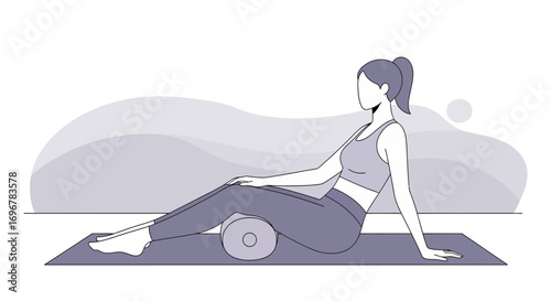 Mindful Exercise: Woman Practicing Self-Care and Body Recovery with Therapeutic Aids