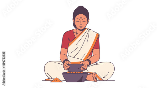 Serene Woman Meditating: Depicting a woman deep in meditation, embracing tranquility, centered in a peaceful pose. Emphasizing inner peace and mindfulness.