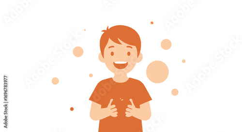 Joyful Youngster Giving Thumbs Up, Expressing Optimism And Positivity With Animated Graphics