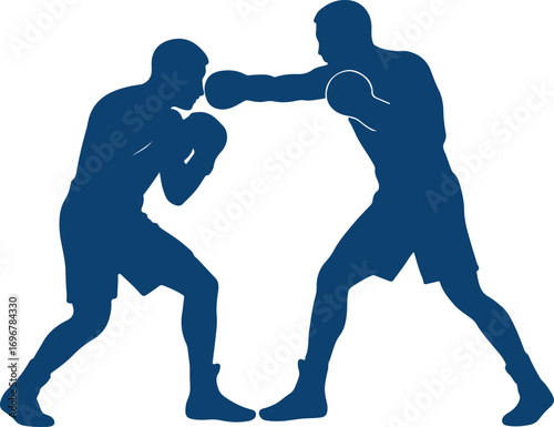 Two boxer fight each other vector silhouette white background