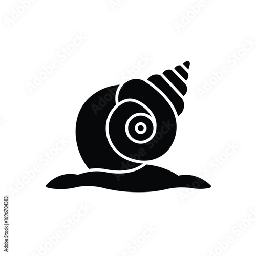 Silhouette of a spiral snail shell with ridges on a white background. EPS 10.
