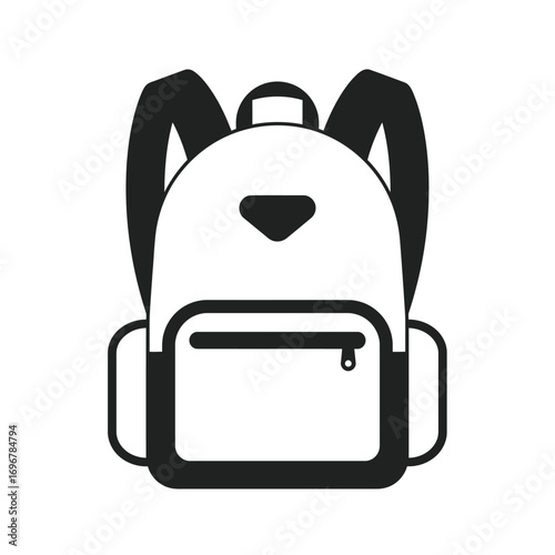 Silhouette of a travel backpack with straps and zipper on a white background. EPS 10.