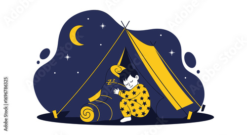 Peaceful Night Camping Under The Stars: A Sweet Dream Adventure For A Little Boy