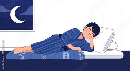 Peaceful Nighttime Rest: A Man Enjoying Serenity and Repose in Dreamland