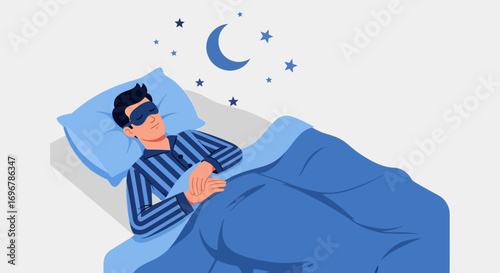 Peaceful Night's Sleep: A Man Dreaming Under the Stars, Illustrating Rest and Relaxation