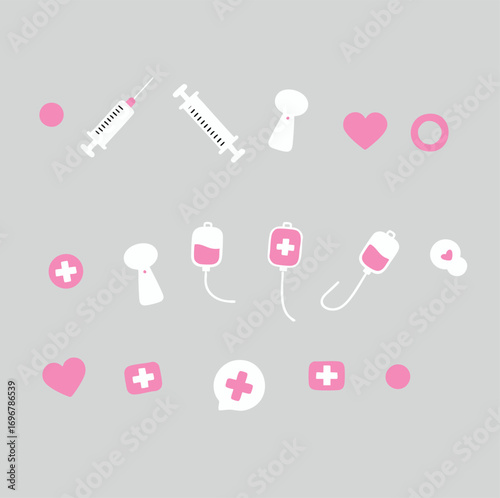 Medical Icons Set – Injection, IV Drip, Healthcare Symbols in Flat Design