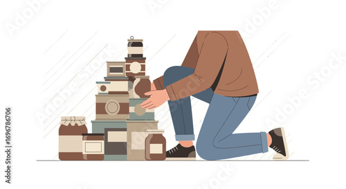 Person Arranging Canned Goods and Food Products in Preparation Focused Strategy