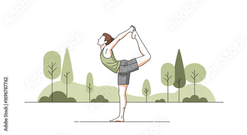 Person Performing Yoga Pose In Nature During Bright Daylight For Health And Relaxation