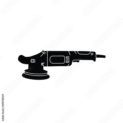 Minimalist electric angle grinder icon on a white background. EPS 10.