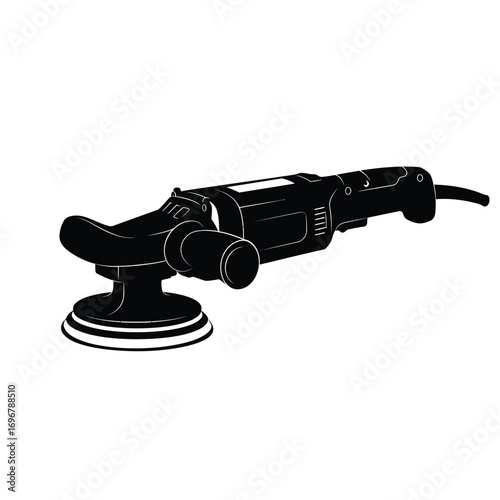 Minimalist electric angle grinder icon on a white background. EPS 10.