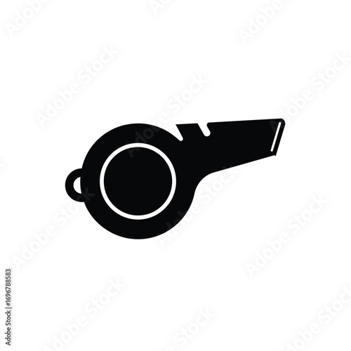 Minimalist black whistle icon on a white background. EPS 10.