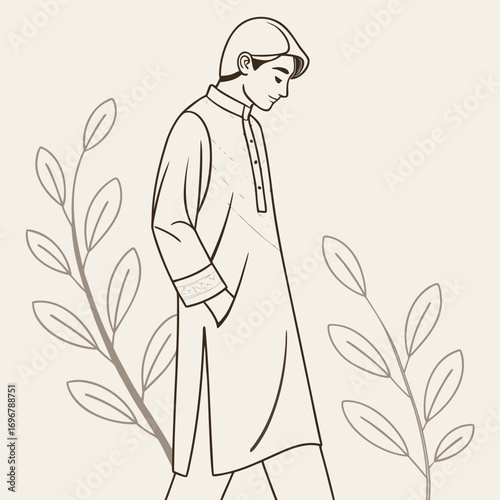Illustration of a man in kurta