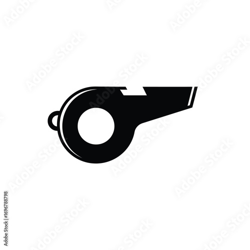 Minimalist black whistle icon on a white background. EPS 10.