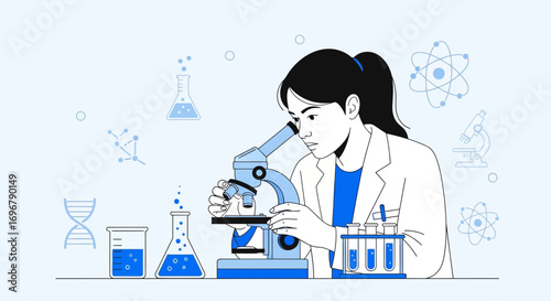 Scientific Investigation: A Diligent Researcher Examining Microscopic Samples Meticulously