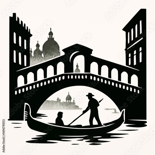 A Venetian gondola glides through a romantic canal at sunset, capturing the quintessential Italian travel experience